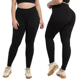 Aoliks 2 Pack Plus Size Womens Leggings Leopard Print High Waisted Workout Yoga Pants Black