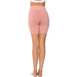 Aoliks Women Shorts High Waisted Pockets Leggings Pink