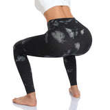 Aoliks Women Tie Dye Leggings Light Touch Compression Workout Yoga Tights Pants Black