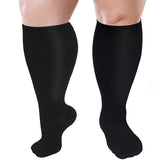 Aoliks Women Plus Size Compression Socks Knee High Wide Calf Support Hose Black