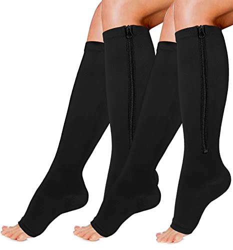 Premium Quality 1pair Zip Compression Socks Zipper Leg Support