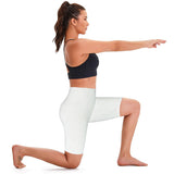 Aoliks Women's High Waist Yoga Short Side Pocket Workout Leggings White