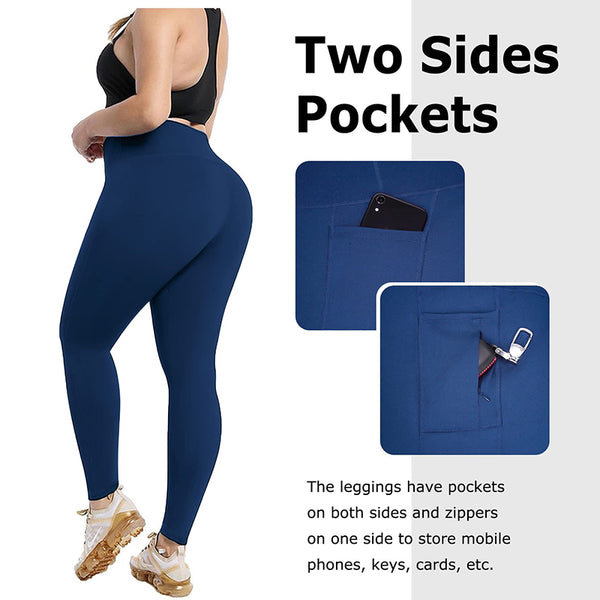 Aoliks 3 Pack Women Plus Size Leggings with Pockets High Waist