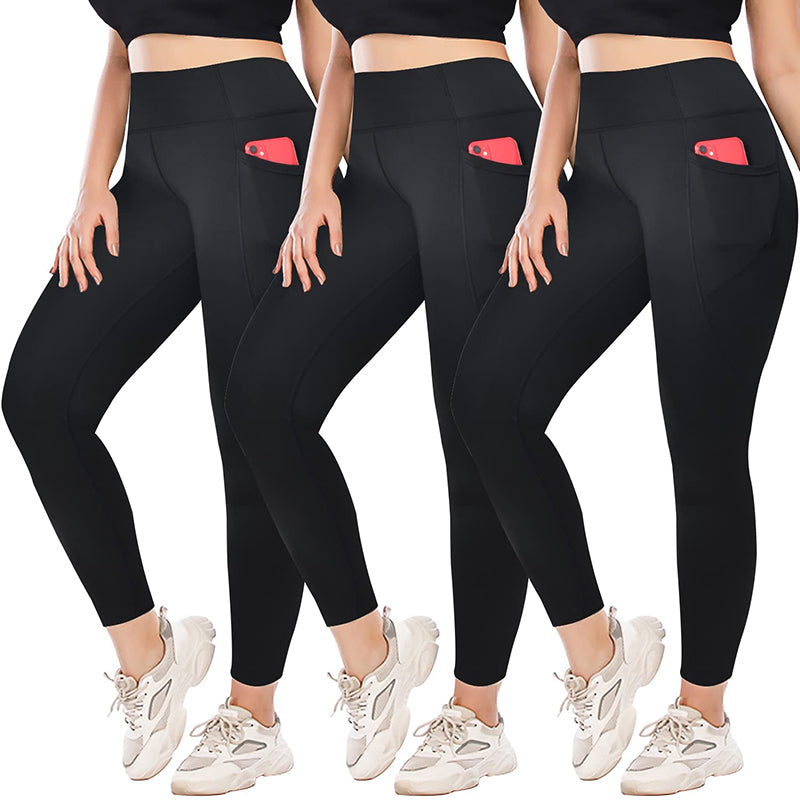 Buy Syrinx3 Pack Plus Size Leggings with Pockets for Women - High Waisted Tummy  Control Buttery Soft Black Workout Yoga Pants, Black/Black/Black, L-XL  Online at desertcartSeychelles