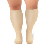 Aoliks Woman Plus Size Knee High Wide Calf Compression Socks Nude