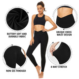 Aoliks 3 Pack Women Crossover Leggings High Waisted Workout Running Pants