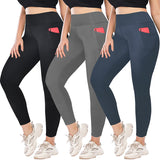 Aoliks 3 Pack Women Plus Size Leggings with Pockets High Waist Yoga Pants