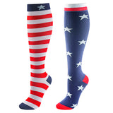 Aoliks Women Compression Socks American Flag Print Knee High Support Hose Stockings