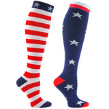 Aoliks Women Compression Socks American Flag Print Knee High Support Hose Stockings