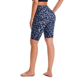 Aoliks Camouflage Women's Shorts High Waisted Side Pockets Workout Leggings Blue