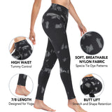 Aoliks Women Tie Dye Leggings Light Touch Compression Workout Yoga Tights Pants Black