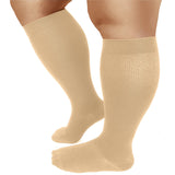 Aoliks Woman Plus Size Knee High Wide Calf Compression Socks Nude