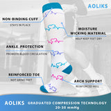 Aoliks 7 Pairs Woman Pattern Nursing Compression Socks 20-30 mmHG