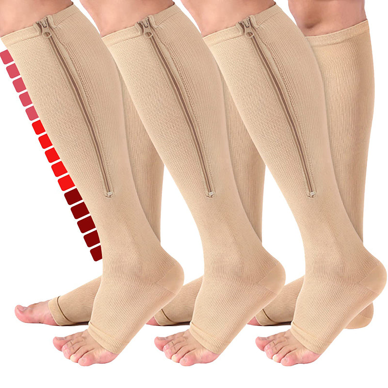Aoliks 3 Pairs Women Zipper Compression Socks Calf Sleeves Open