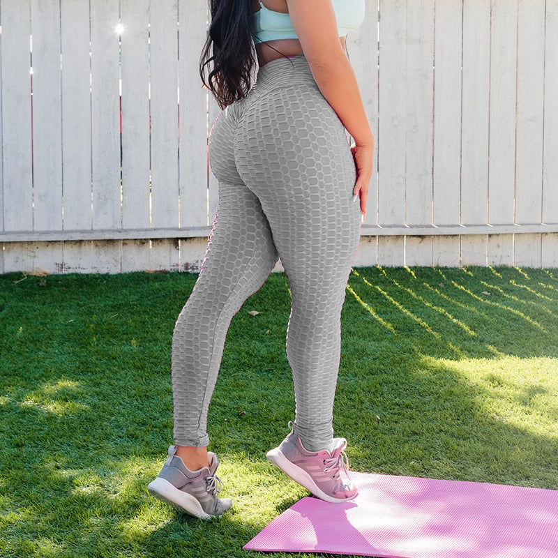 Scrunch Butt Textured High Waisted Plus Size Leggings with Pockets