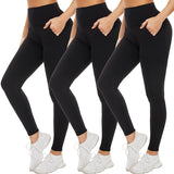 Aoliks 3 Pack Women Leggings Pockets High Waisted Workout Running Pants