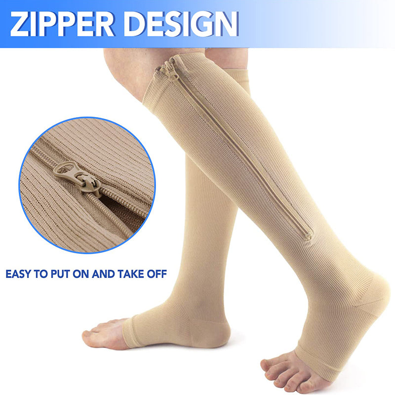 Ludlz Men & Women Zipper Compression Socks, Open Toe Compression Socks Calf  Leg Support Unisex Prevent Varicose