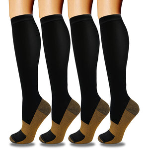 Aoliks 4 Pairs Woman Copper Compression Socks 15-20 mmHG Black