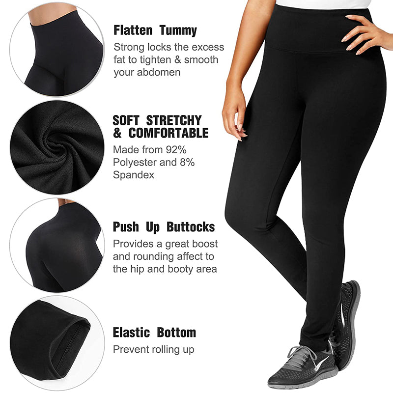 3 Pack Plus Size Leggings with Pockets for Women - High Waisted Tummy  Control Spandex Soft Black Workout Yoga Pants