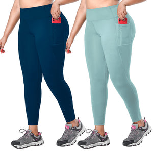 Aoliks 2 Pack Women Plus Size Leggings with Pocket High Waist Yoga Pants