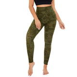 Aoliks Printing Women High Waisted Yoga Leggings Green