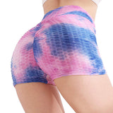 Aoliks Tie Dye Women's Shorts High Waisted Butt Lifting Tiktok Leggings Blue-Purple