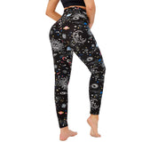 Aoliks Galaxy Women High Waisted Yoga Leggings Black