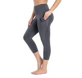 Aoliks Women's Capri Leggings High Waisted Side Pockets Workout Pants Gray