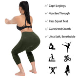 Aoliks Women's Capri Leggings High Waisted Side Pockets Workout Pants Olive