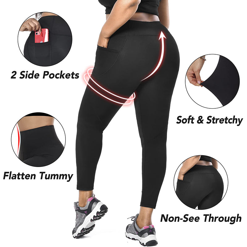 YOLIX 2 Pack Plus Size Leggings with Pockets for Women, 2X 3X 4X