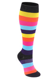 Aoliks Compression Socks Rainbow Style Print Knee High Black (20-30mmHg)