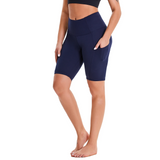 Aoliks Women's High Waist Yoga Short Side Pocket Workout Leggings Dark Blue