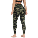 Aoliks Women Camo High Waisted Yoga Leggings Army Green