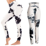 Aoliks Tie Dye Women's High Waisted Butt Lifting Tiktok Leggings Ink White