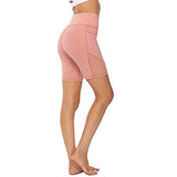 Aoliks Women Shorts High Waisted Pockets Leggings Pink