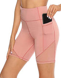 Aoliks Women Shorts High Waisted Pockets Leggings Pink