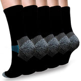 Aoliks 5 Pairs Women&Man Plantar Fasciitis Support Compression Crew Socks