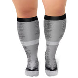 Aoliks Women Gradient Plus Size Knee High Wide Calf Compression Socks Black and Grey