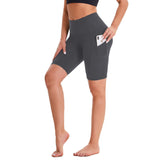 Aoliks Women's High Waist Yoga Short Side Pocket Workout Leggings Gray
