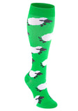 Aoliks Compression Socks Cute Goat Print Knee High Green (20-30mmHg)
