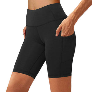 Aoliks Womens Yoga Shorts Side Pocket High Waisted Running Leggings