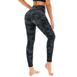 Aoliks Splinter Camo Women High Waisted Side Pockets Leggings Deep Grey