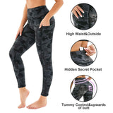 Aoliks Splinter Camo Women High Waisted Side Pockets Leggings Deep Grey