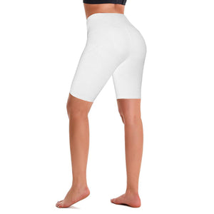 Aoliks Women's High Waist Yoga Short Side Pocket Workout Leggings White