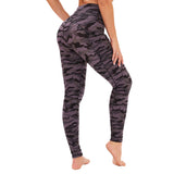 Aoliks and Black Camo Women High Waisted Side Pockets Leggings Purple