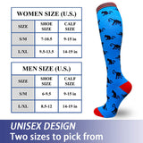 Aoliks 6 Pairs Woman Funny Pattern Compression Socks 20-30 mmHG Blue