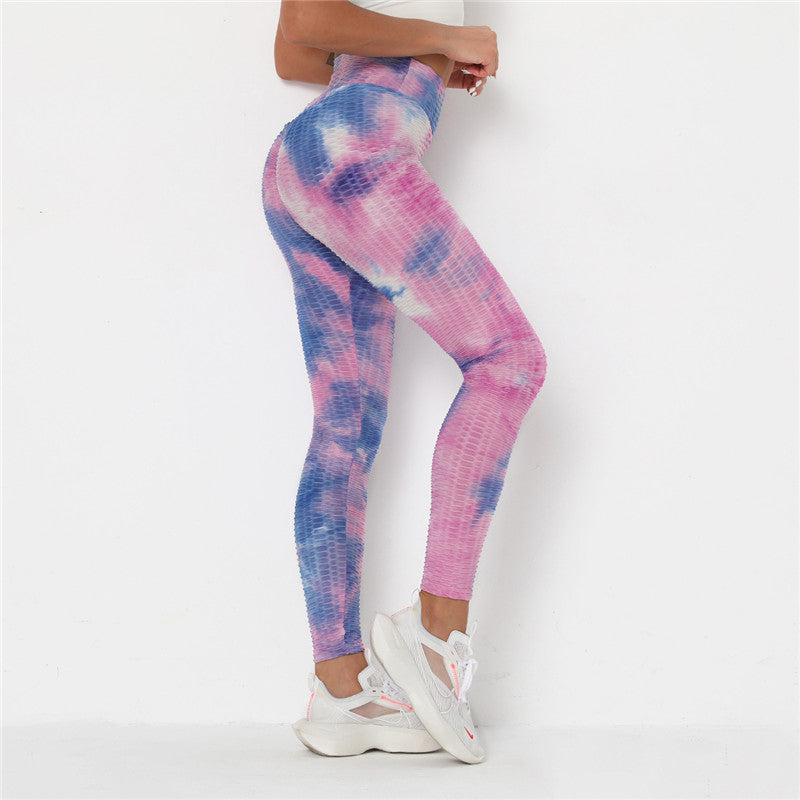Blue and Purple, Yoga Leggings, Womens Pants, High Waisted, Big Waistband,  Tie Dye, Ombre by Ombeautiful -  Canada