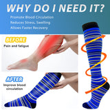 Aoliks 8 Pairs Woman Pattern Compression Socks 20-30 mmHG Blue-Black