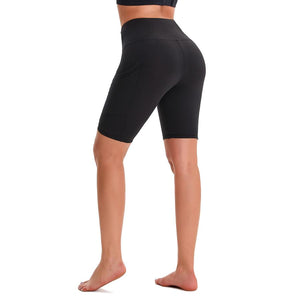 Aoliks Women's High Waist Yoga Short Side Pocket Workout Leggings Black
