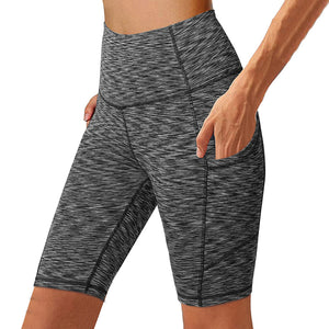 Aoliks Womens Yoga Shorts Side Pocket High Waisted Running Leggings